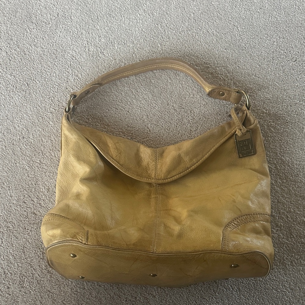 Frye Mustard Leather Hobo Bag